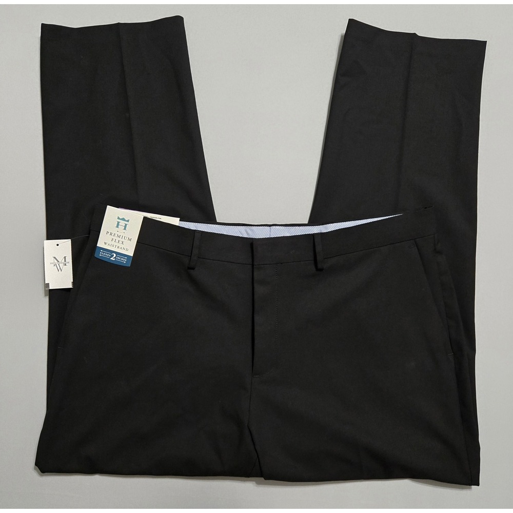 J.M. Haggar Dress Pants 38x30 Black Premium Flex Straight Fit Luxury Stretch - Picture 3 of 12